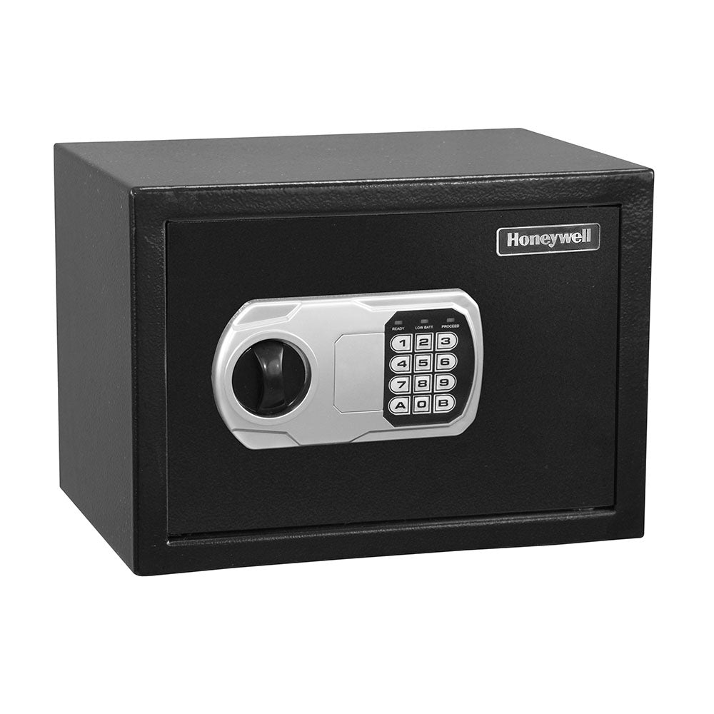 A black Honeywell 5110 digital steel security safe with a digital keypad on the front.