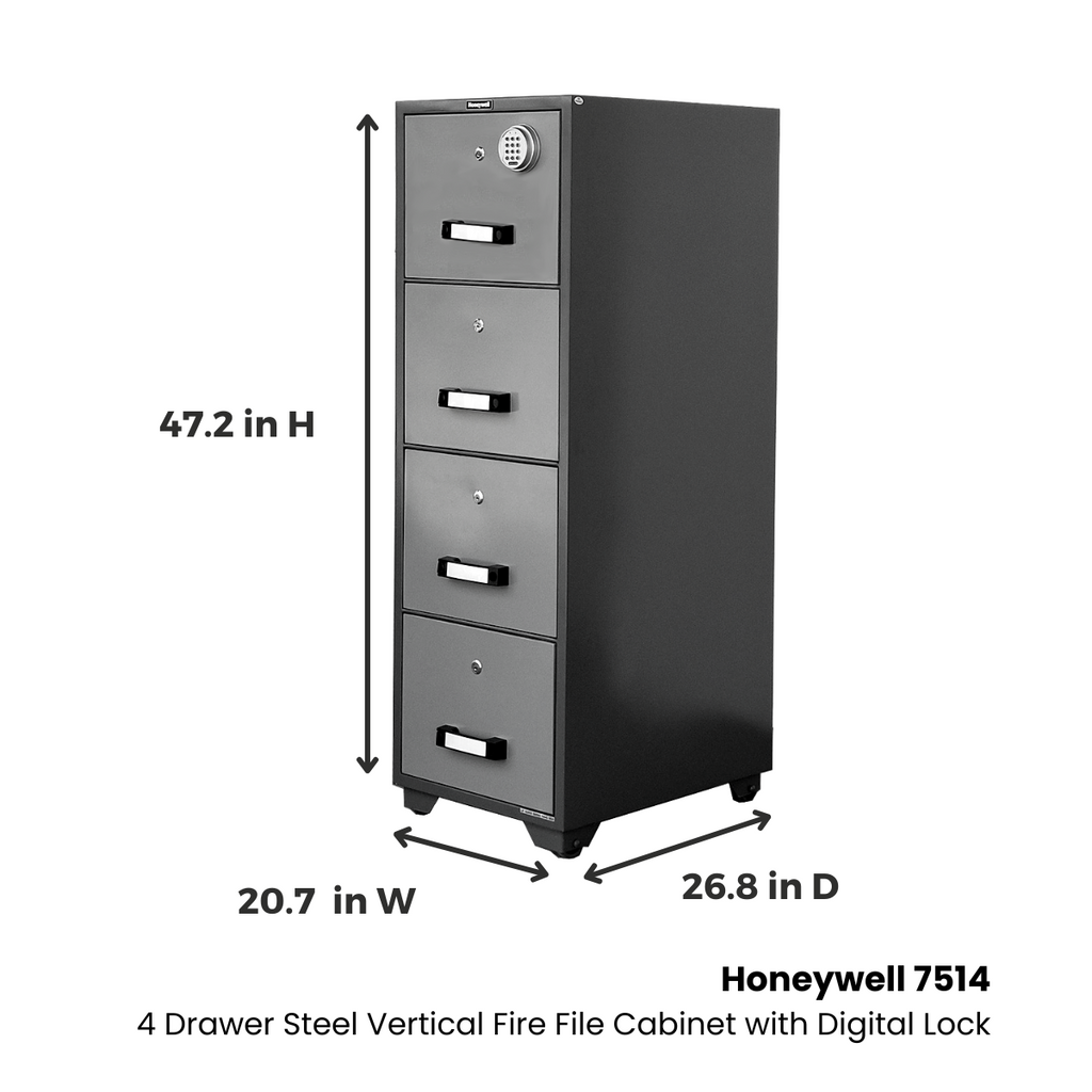 Honeywell 7514 - 4 Drawer Steel Vertical Fire File Cabinet with Digital Lock