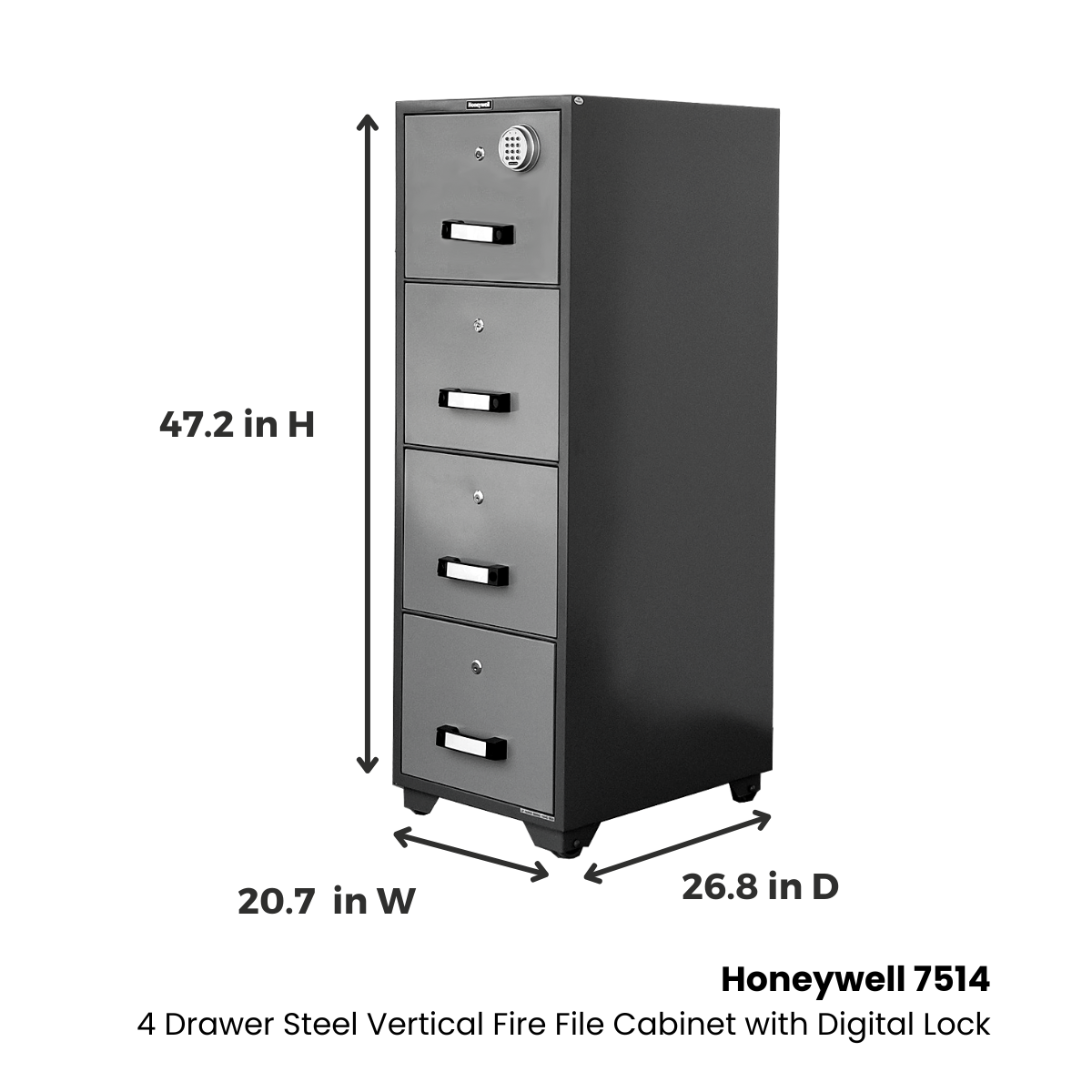 Honeywell 7514 - 4 Drawer Steel Vertical Fire File Cabinet with Digital Lock