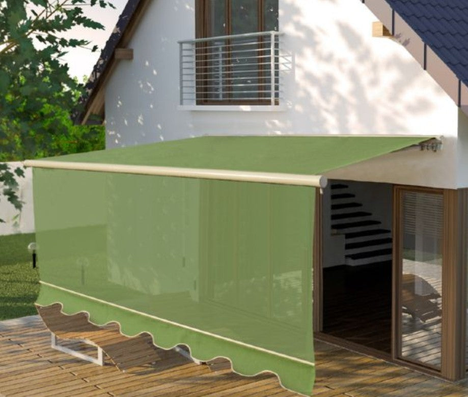 Model LCBF | Economic No Cassette Awning with Roller Blinds at Front Bar